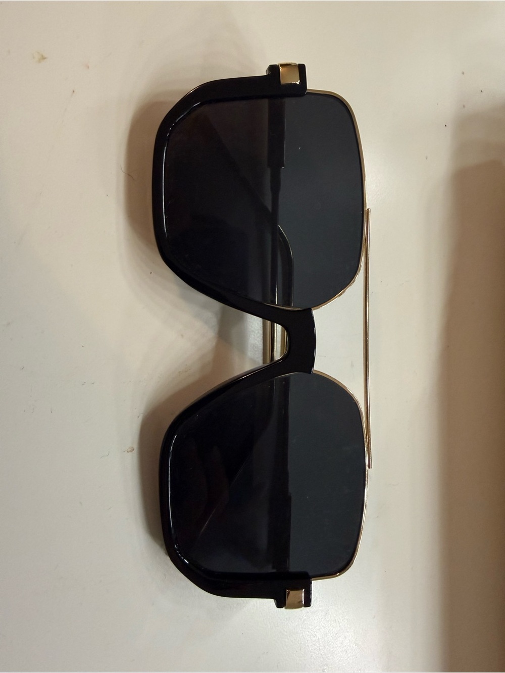 Black Sunglasses with Gold Bridge - Classic Square Frame
